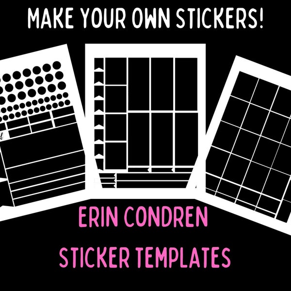 Classic Erin Condren Sticker Templates|Planner Stickers|Make Your Own Stickers|Full Box Stickers|DIY Stickers|Sticker Kit