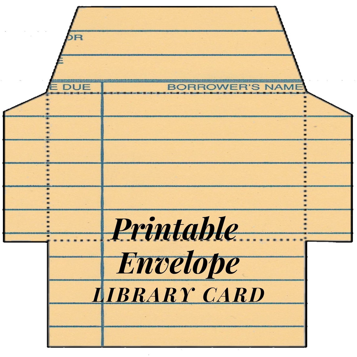 library-card-printable-envelope-vintage-envelope-vintage-etsy