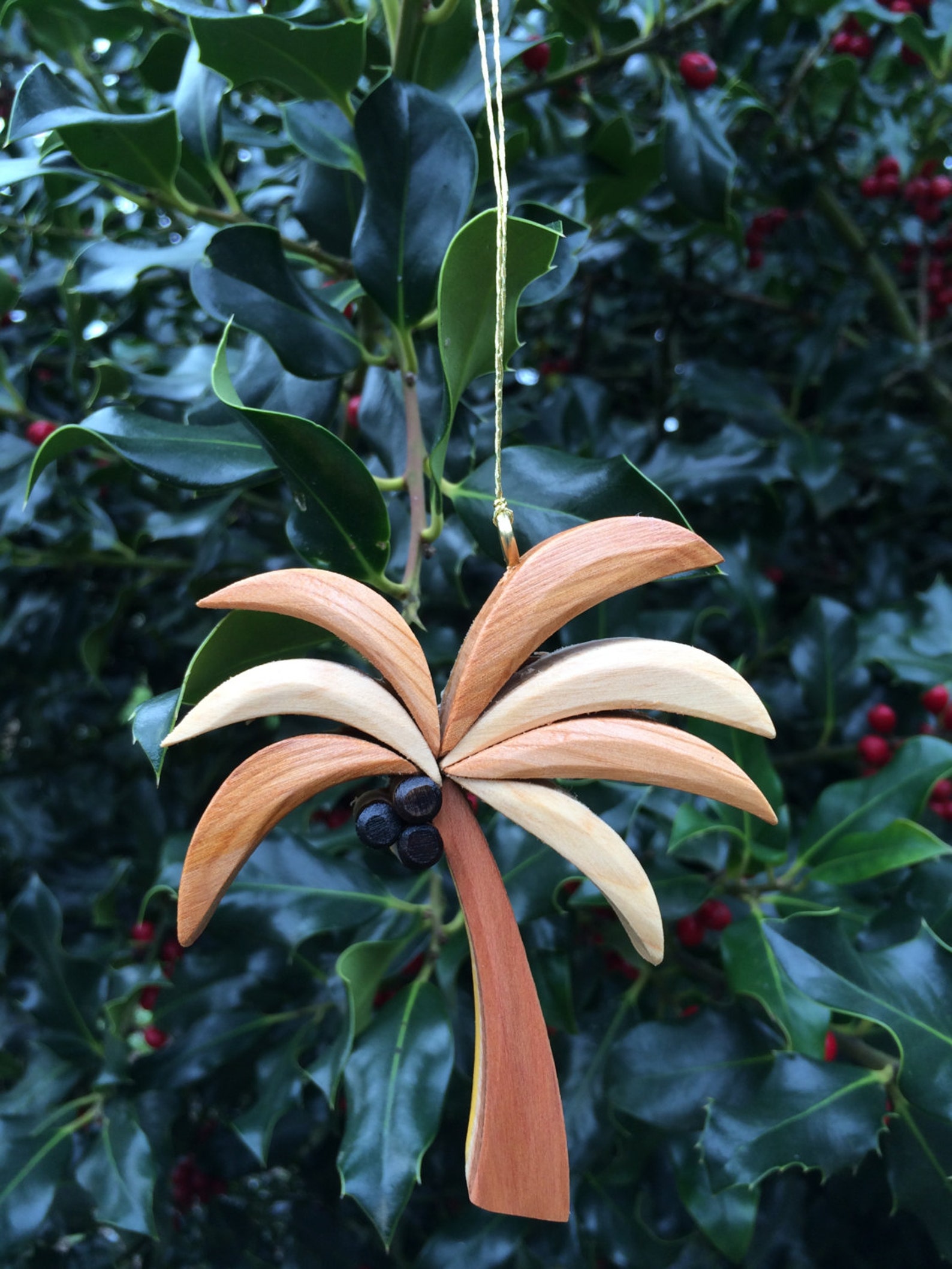 PALM TREE ORNAMENT Wood Carving. A tropical miniature work of Etsy