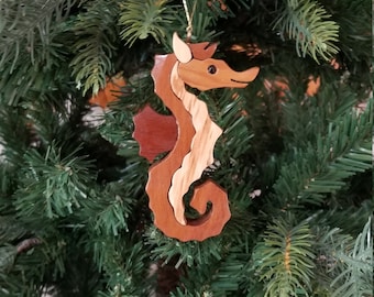 SEAHORSE CHRISTMAS ORNAMENT Carving.  A miniature work of art, to trim their holiday tree.