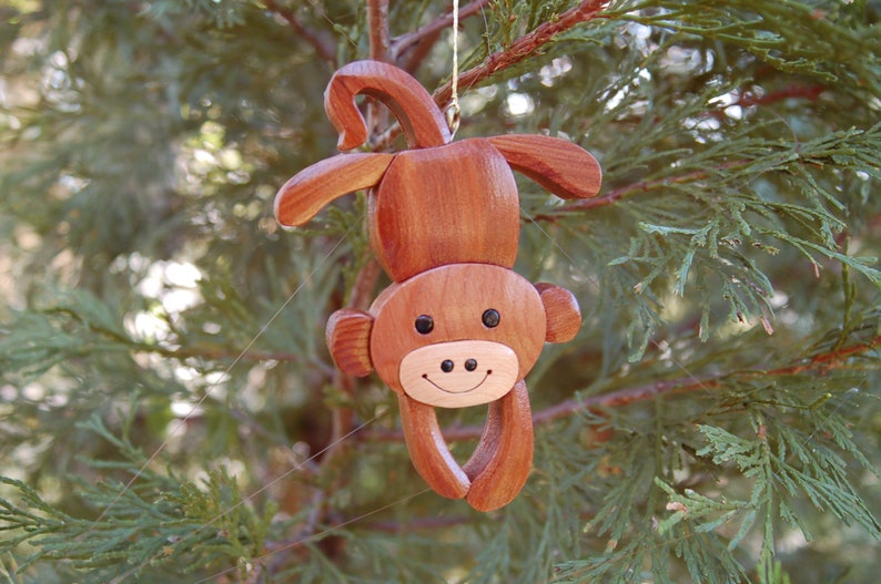 MONKEY CHRISTMAS ORNAMENT Wood Carving. A Cute and Original Etsy
