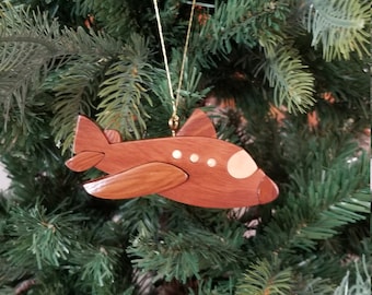 AIRPLANE JET Christmas Ornament.   New design. This is a great ornament for a traveler or aviator.