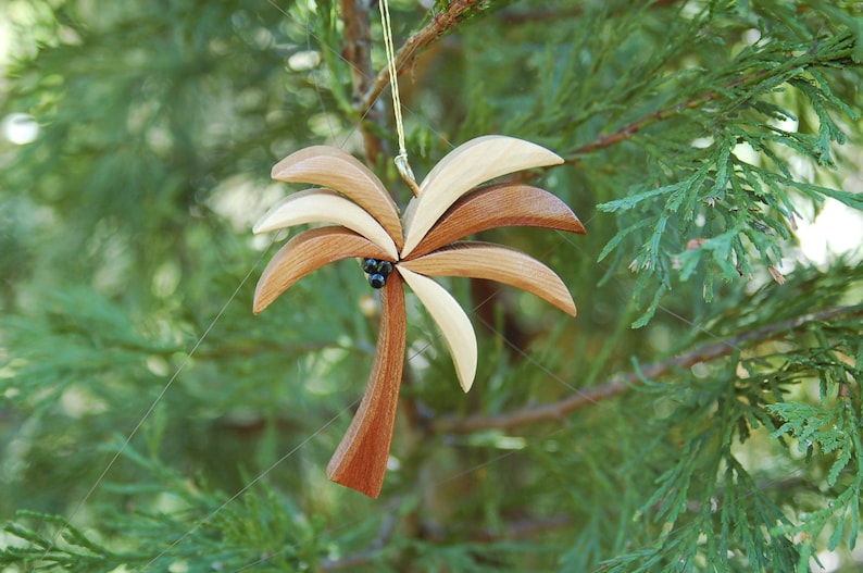 PALM TREE ORNAMENT Wood Carving. A tropical miniature work of Etsy