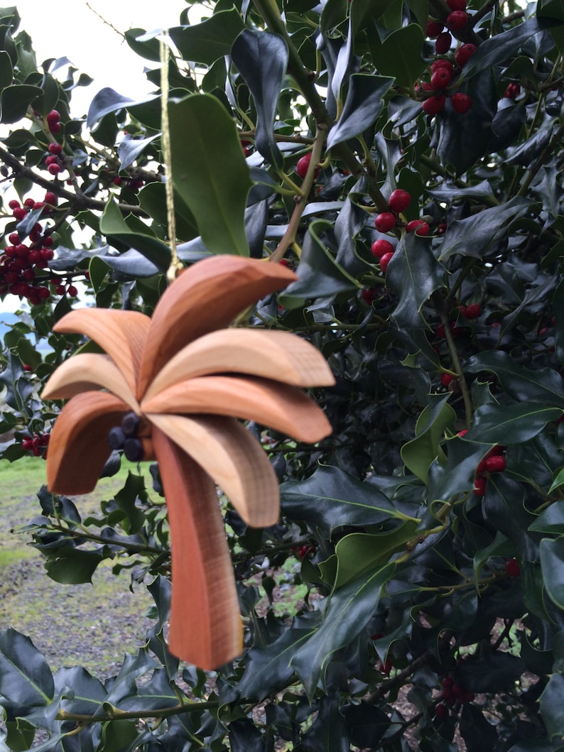 PALM TREE ORNAMENT Wood Carving. A tropical miniature work of Etsy