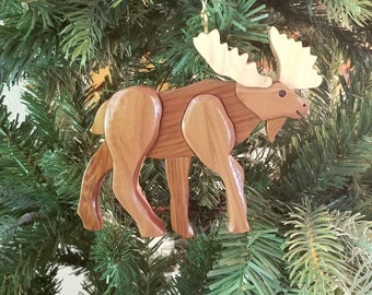 MOOSE WALKING Christmas ORNAMENT Carving. The Alaskan connection.