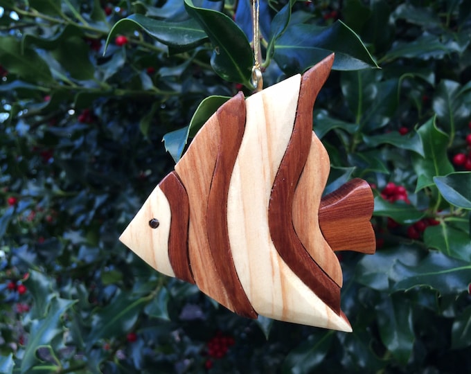 ANGEL FISH Christmas ORNAMENT Carving. Perfect Addition for the
