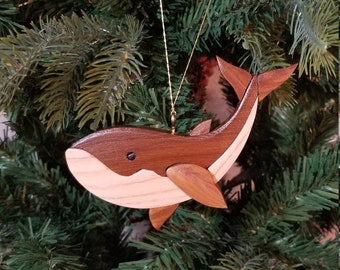 WHALE Christmas Ornament.  New design.  Children of any age will love this cute design.