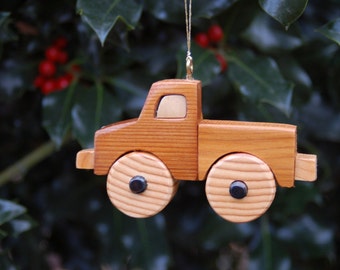 TRUCK CHRISTMAS ORNAMENT Wood Carving.  Makes a perfect stocking stuffer for the car lover in your life.