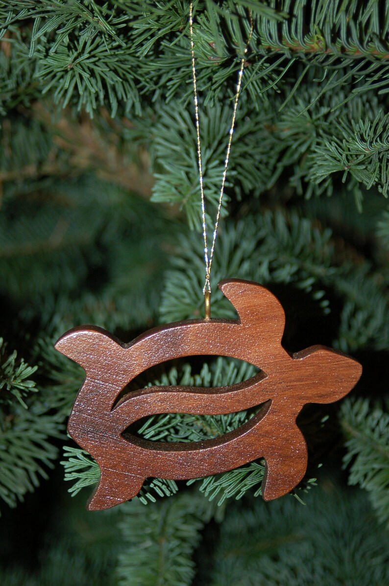 HONU TURTLE Christmas Ornament Carving. Price REDUCED while they last.. Add a tropical feel. the traditional Hawaiian design for turtle. image 2