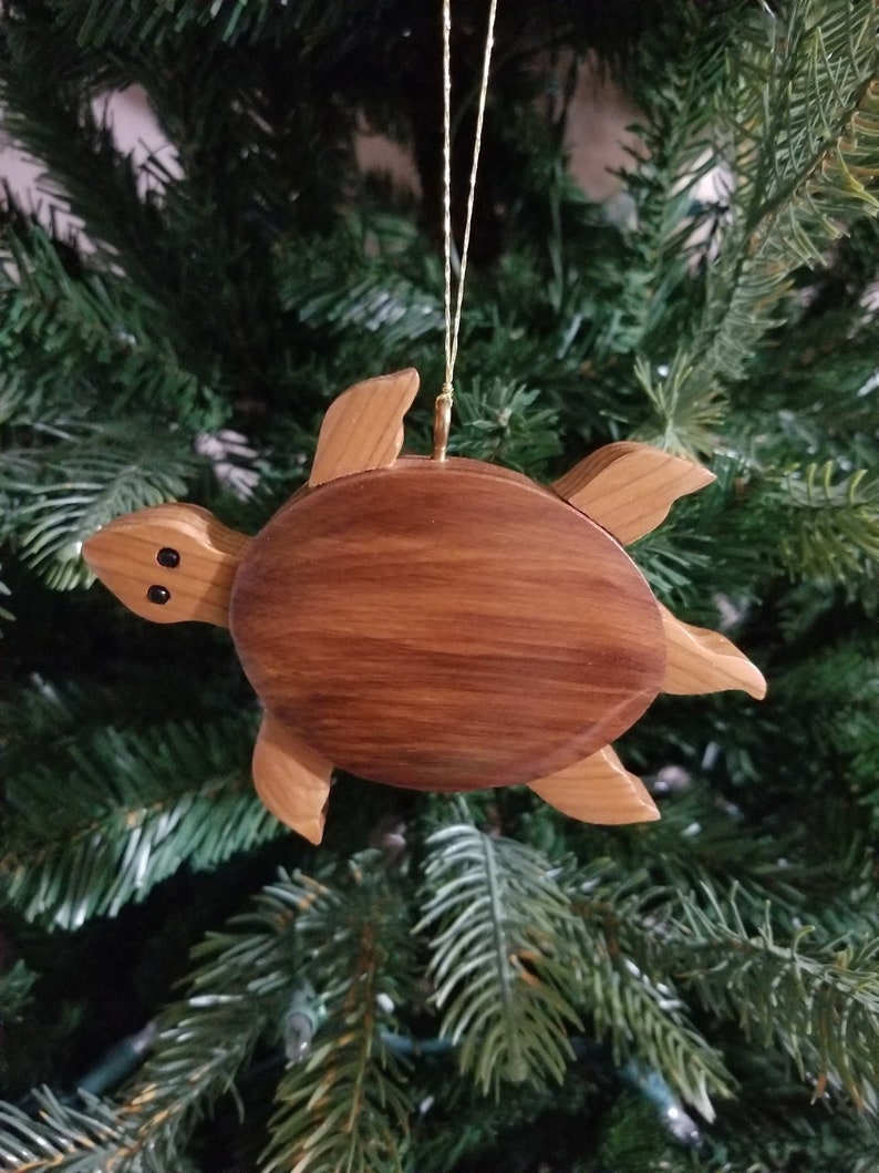 TURTLE CHRISTMAS ORNAMENT Wood Carving. image 1