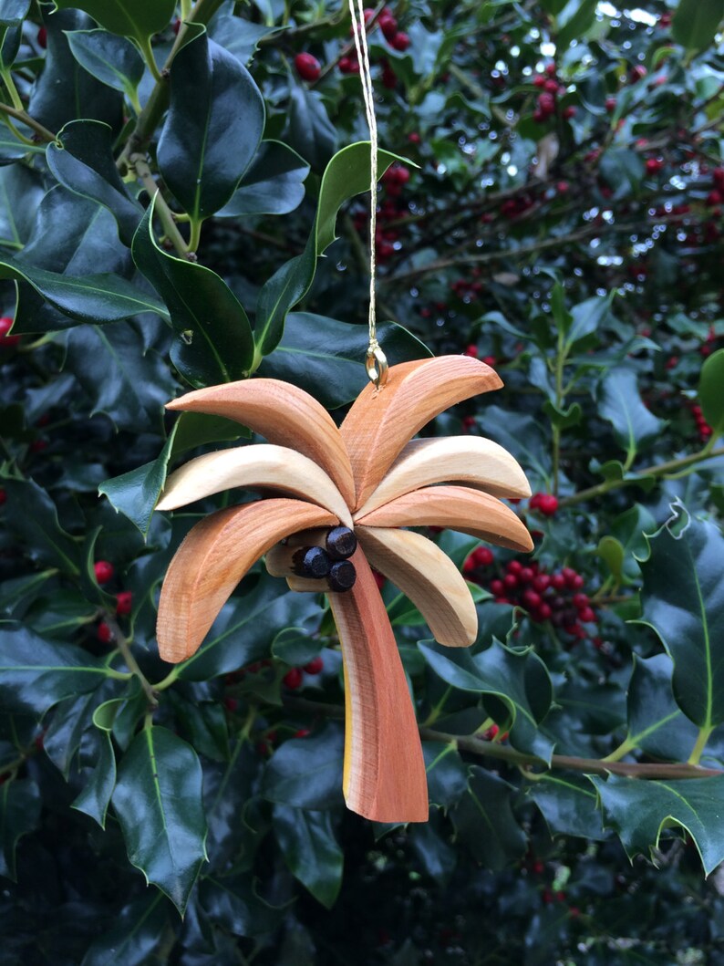 PALM TREE ORNAMENT Wood Carving. A tropical miniature work of Etsy