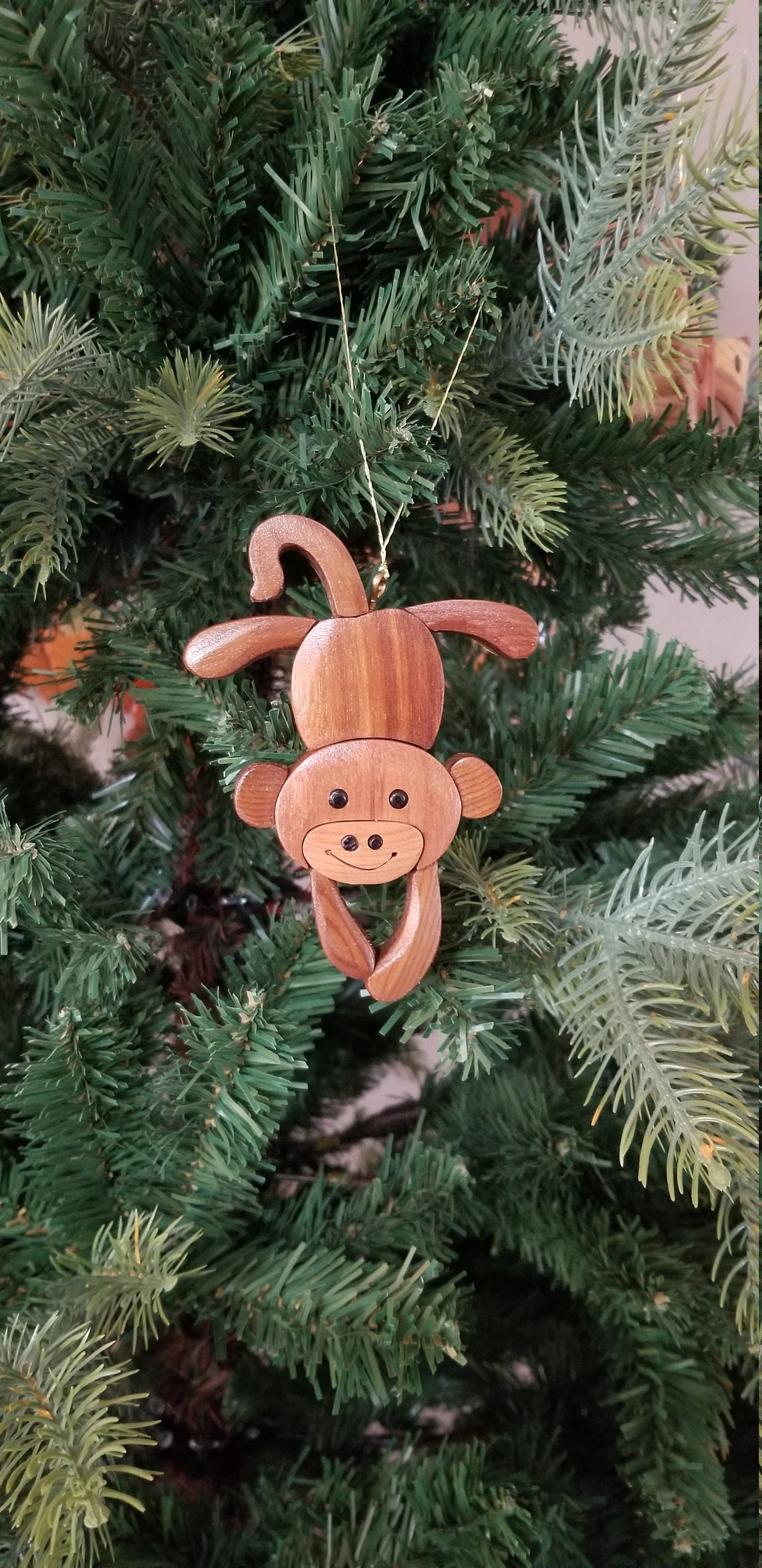 MONKEY CHRISTMAS ORNAMENT Wood Carving. A Cute and Original Etsy