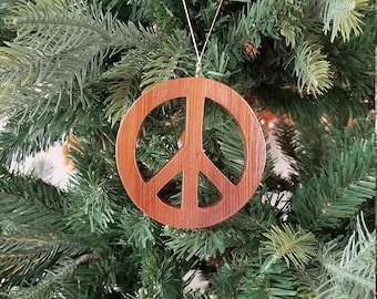 PEACE SIGN Ornament... on SALE while they last...Made with driftwood from the Oregon coast.  A fun and unique addition to your holiday tree.