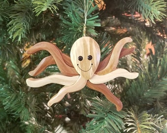 OCTOPUS CHRISTMAS ORNAMENT Carving. Charming design ready to wrap his arms around your heart.