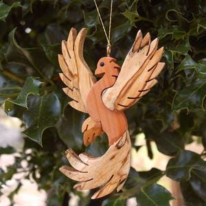 PHOENIX CHRISTMAS ORNAMENT Carving. A legendry winged creature, mystical bird of flames ornament for your holiday tree. image 4