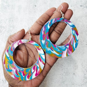 Bold Clip On Earrings in Multicolor Abstract Design