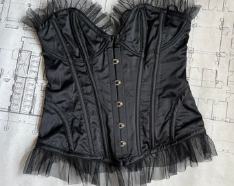 rare y2k victorias secret satin black corset