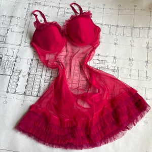 Y2K hot pink tulle mesh babydoll by Victorias Secret