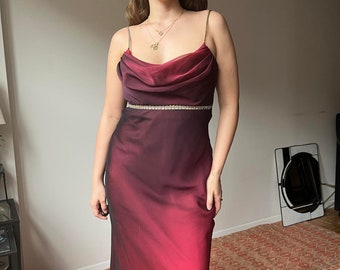 gorgeous 90s vampy shimmering deep cherry red prom dress gown