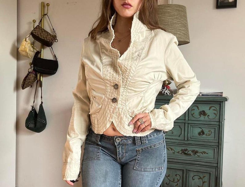 Chaqueta corta color crema Y2k imagen 1