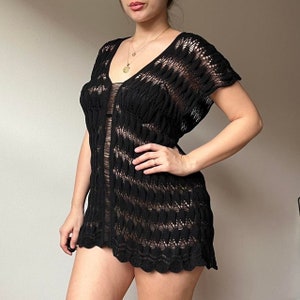 Y2K rare James Coviello for Anna Sui crochet black mini dress