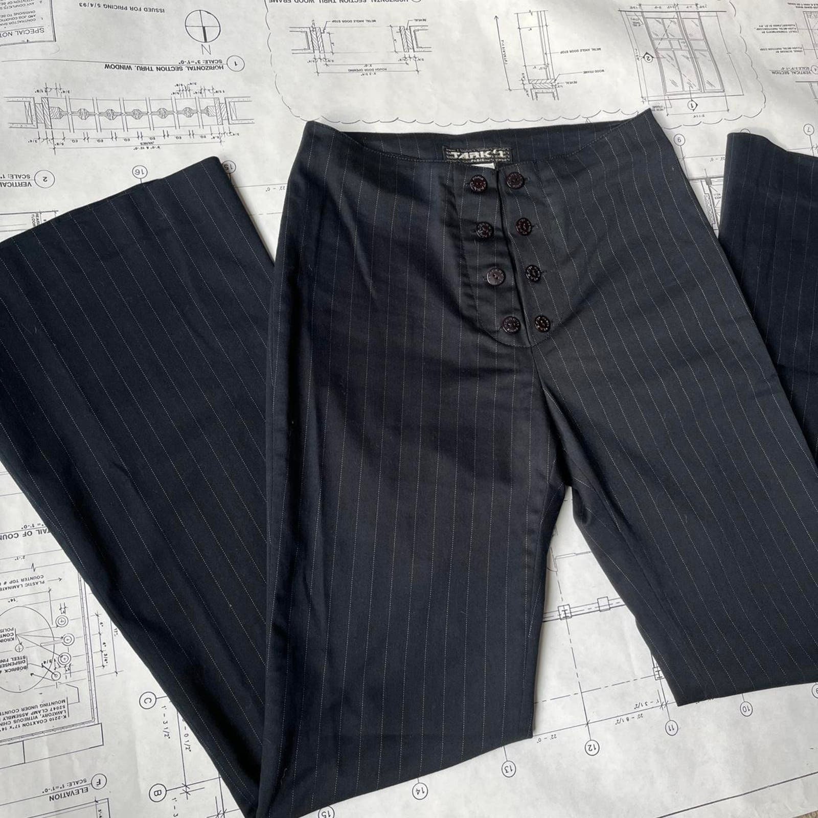 Vintage Black Pink Striped Pants S, Highwaisted Colorful