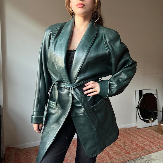 Vintage 80s Wilsons leather deep forest green leat