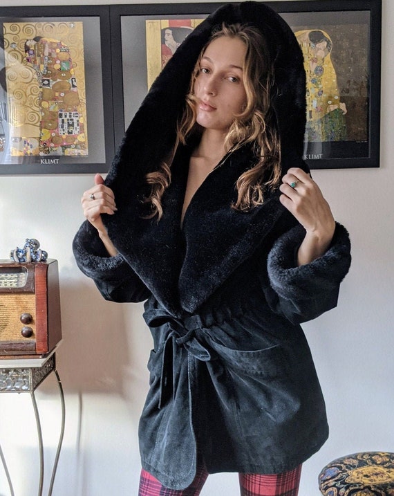 Vintage 80s G||| black suede leather jacket