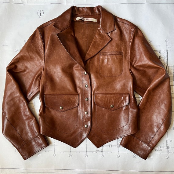 Jacket 1994 Miu Etsy Leather Brown F/w - Miu Finland