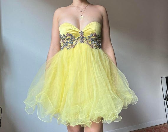 strapless open back dress A-Line Off-the-Shoulder Short/Mini Tulle Prom Dresses With Beading – Angrila main image 1