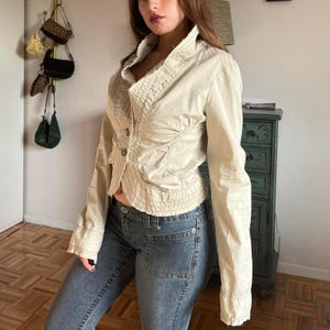 Chaqueta corta color crema Y2k imagen 5