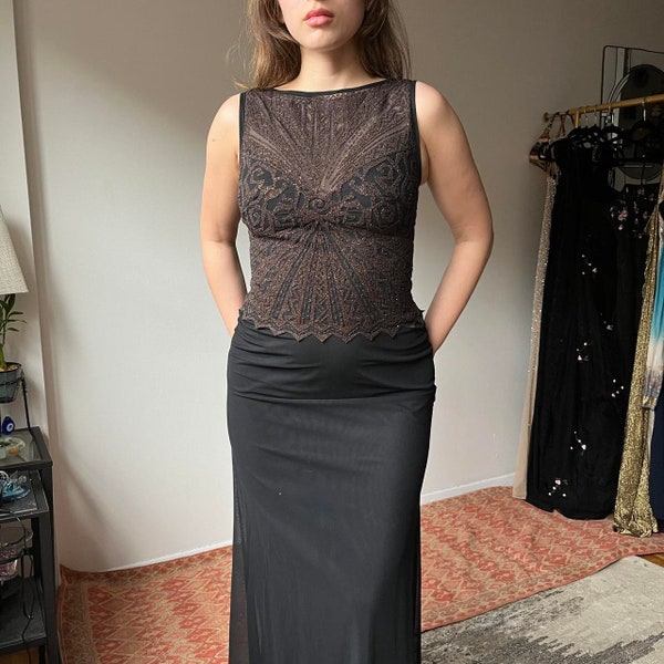 TADASHI 1990s sparkle gown