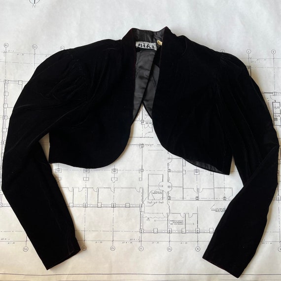 Black velvet cropped blazer - Gem