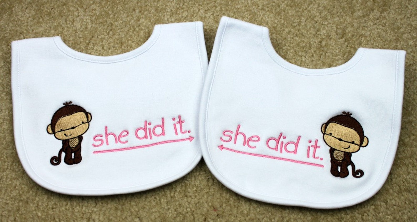 Twin Bibs Monkey Bibs for Twins Twin Gifts Sibling Bibs Etsy