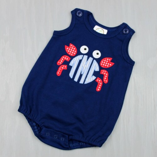 Baby Boy Clothes Boys Monogram Crab Shirt Light Blue Etsy
