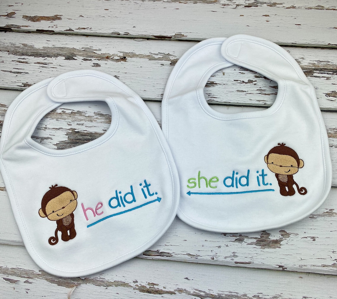 Twin Bibs Monkey Bibs for Twins Twin Gifts Sibling Bibs Etsy