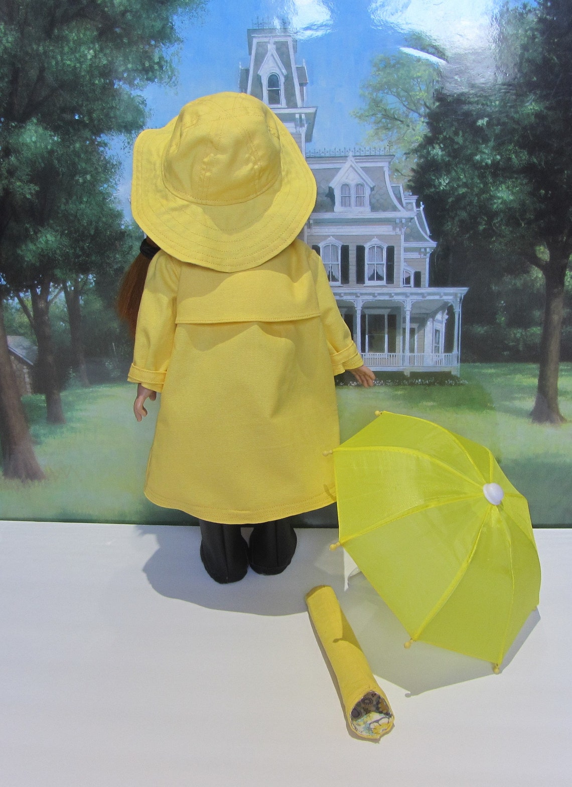 Yellow Raincoat Fits 18 Inch Doll Like American Girl Doll, Molly's Rain
