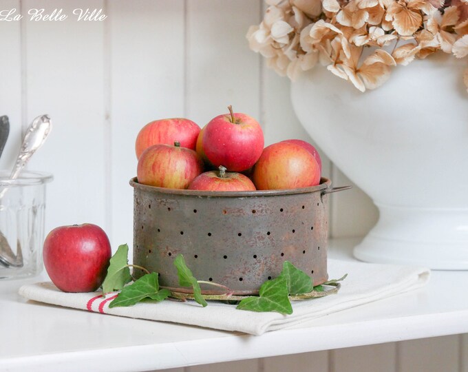 Vintage French Cheese Strainer Antique Cheese Pot Rusty Cheese Drainer