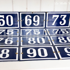 Vintage französische Emaille Hausnummer - Blaue Straßenplatte - Hausnummer - Emaille Nummer 75, 80 oder 90
