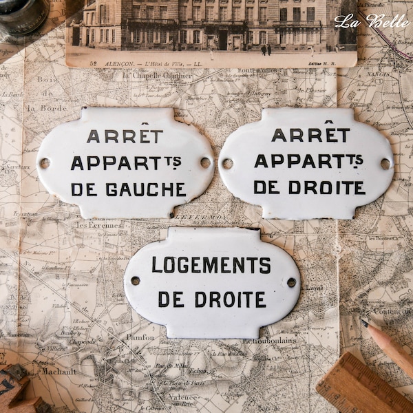 plaque émaillée vintage française - Une plaque émaillée ancienne - plaque murale d'un appartement à Paris - écriture française - mots industriels français