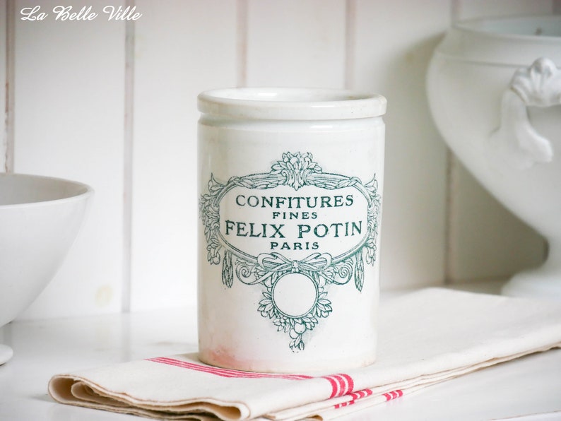 Antique French Felix Potin Paris jam jar   Vintage confiture image 0