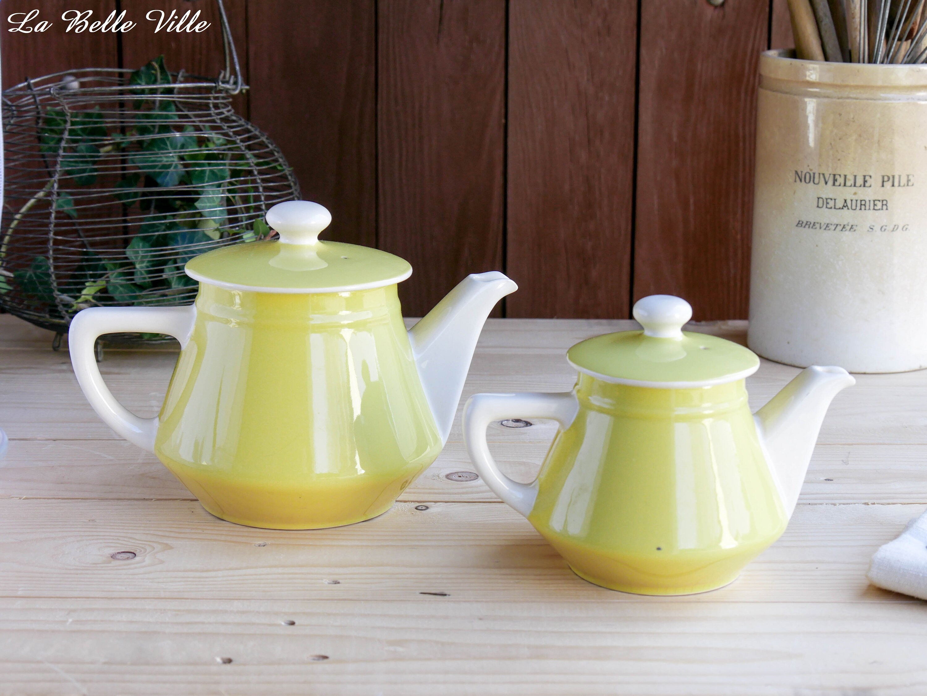 2 vintage Villeroy & Boch teapots French yellow ironstone Etsy