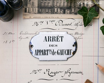 Vintage French enamel sign - One antique enameled plate - Paris apartment wall plaque - French writing - Industrial words from France