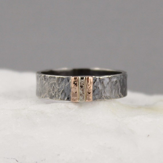 mens wedding rings hammered finish