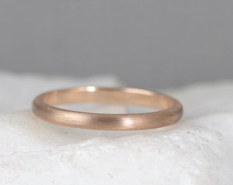 2mm 14K Rose Gold Wedding Band – Men’s or Ladies Wedding Rings – Matte Finish – Pink Gold – Commitment Rings – Classic Rounded Bands