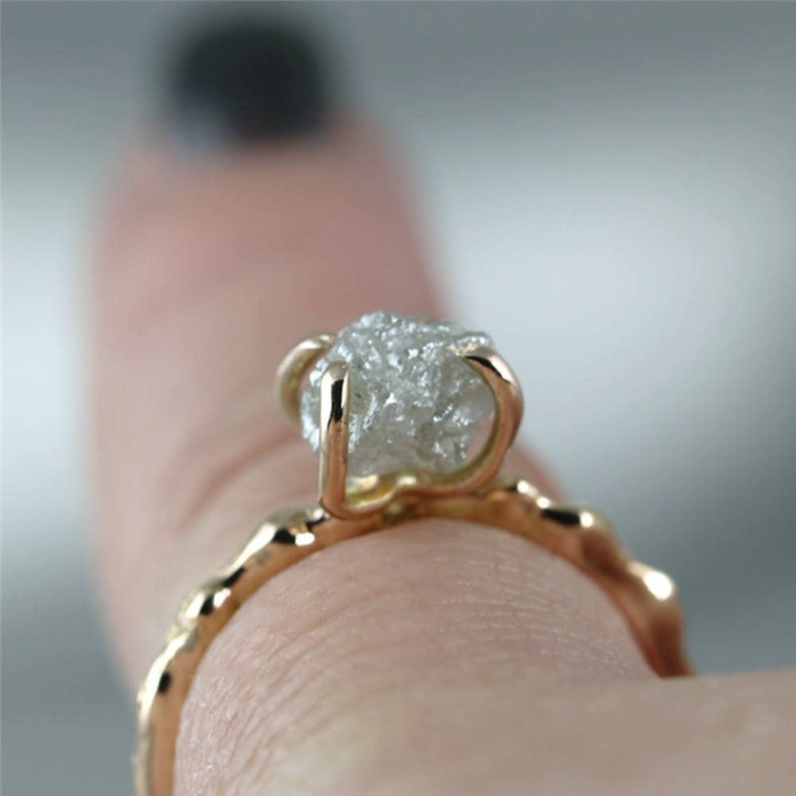 Twig Engagement Ring 14K Rose Pink Gold Branch Rings Raw - Etsy