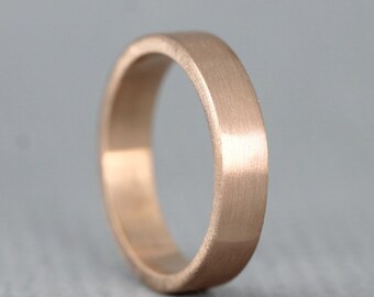 Rose Gold Men's Wedding Band - 14K Rose Pink Gold - Matte Finish - 4 mm wide - Mens Wedding Ring - Made in Canada - Commitment Ring