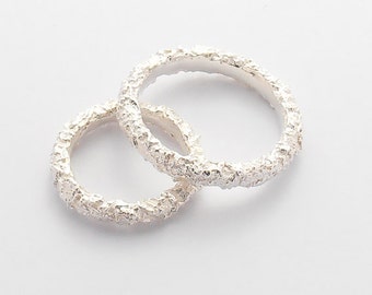 Fedi nuziali abbinate in argento puro - Set di bande nuziali unico - Fedi nuziali sottili