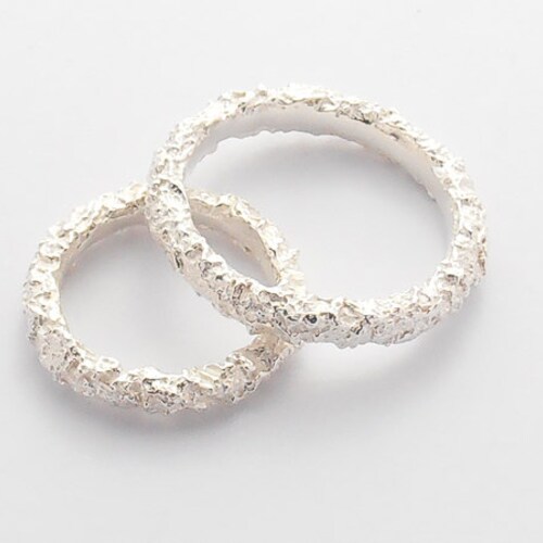 Pure Silver Matching Wedding Bands Unique Wedding Band Set Etsy