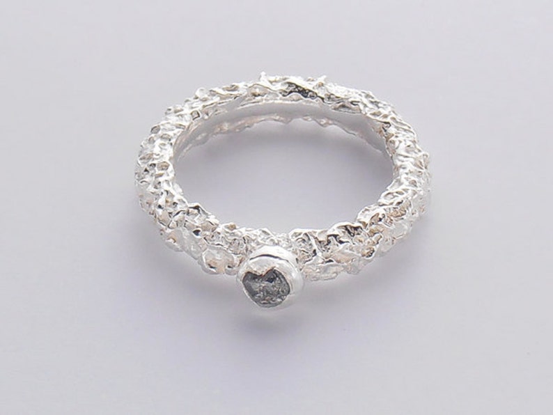 Pure Silver Raw Diamond Engagement Ring Raw Diamond Etsy